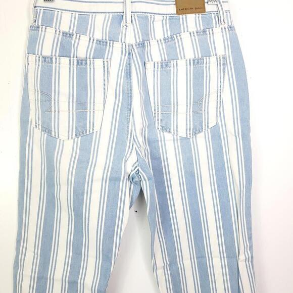 American Eagle Jeans Womens 0 Mom Jean Pinstripe Railroad Stripe Denim Blue - Picture 5 of 10